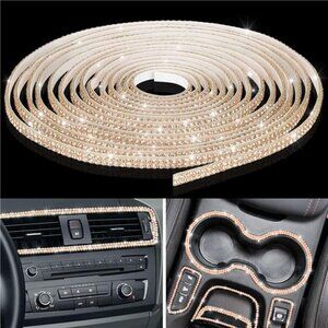 Car Trim Bling Self Adhesive Interior Exterior Rhinestone 16.4 Feet Champagne